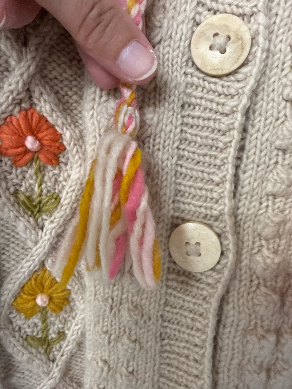 French Knot x Sundance Heritage Blooms Cardigan Wool Sz M Nepal Bubble Knit - Picture 4 of 12